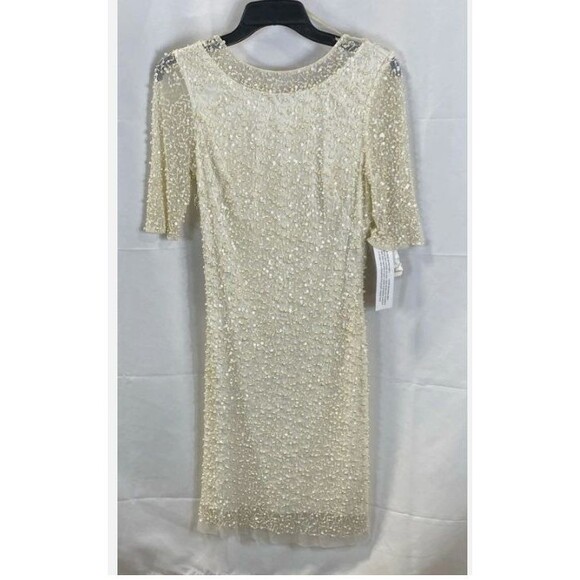 Aidan Mattox Women Ivory Sequin Beaded Dress Size 4 NWT - Picture 2 of 7